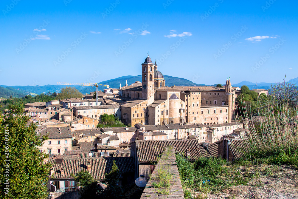 cityscape of Urbino in Italy
