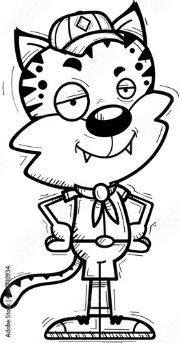 Confident Cartoon Male Bobcat Scout