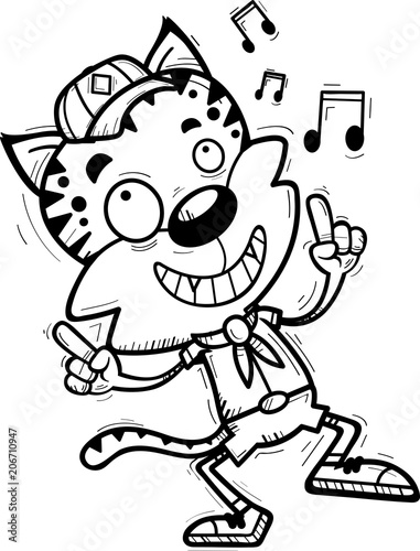 Cartoon Male Bobcat Scout Dancing