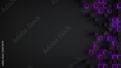 Glowing purple cubes on edg...