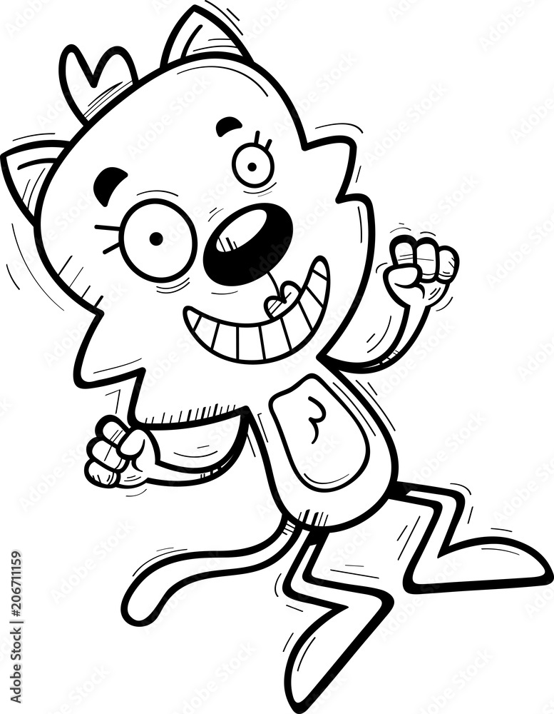 Fototapeta Cartoon Female Cat Jumping