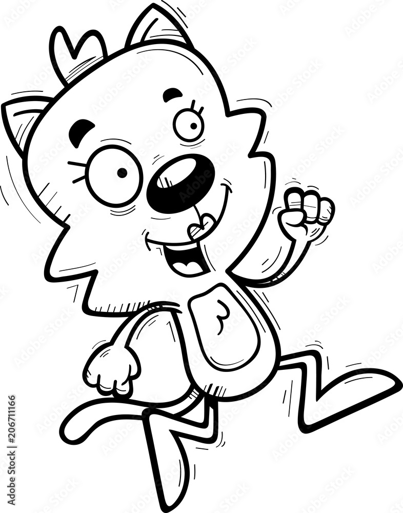 Cartoon Female Cat Running Cartoon Female Cat Running