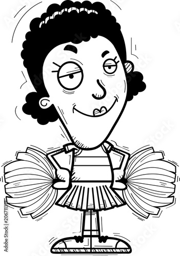 Confident Cartoon Black Woman Cheerleader