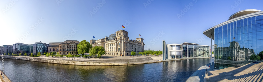 Obraz premium Berlin, Reichstag, Spree, Panorama