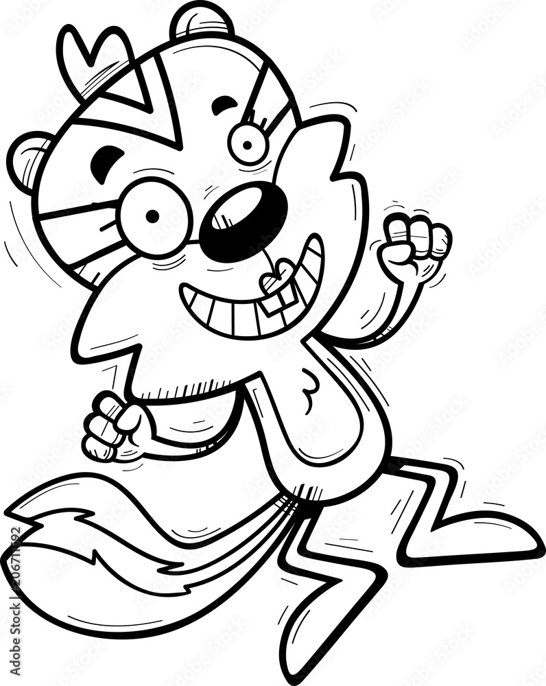 Cartoon Female Chipmunk Jumping Cartoon Female Chipmunk Jumping