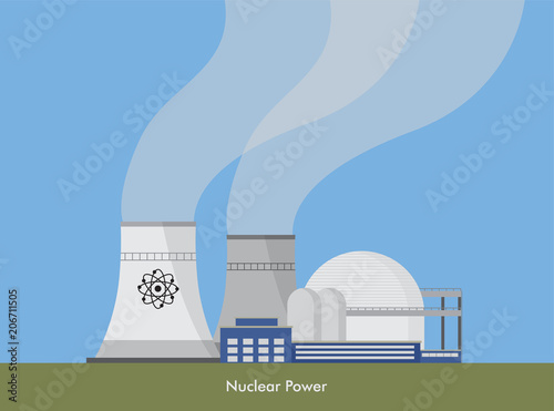 Vector ilustration of nuclear power plant.