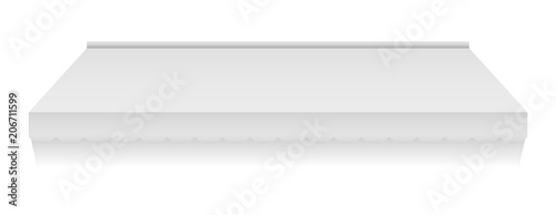 Kiosk awning mockup. Realistic illustration of kiosk awning vector mockup for web design isolated on white background