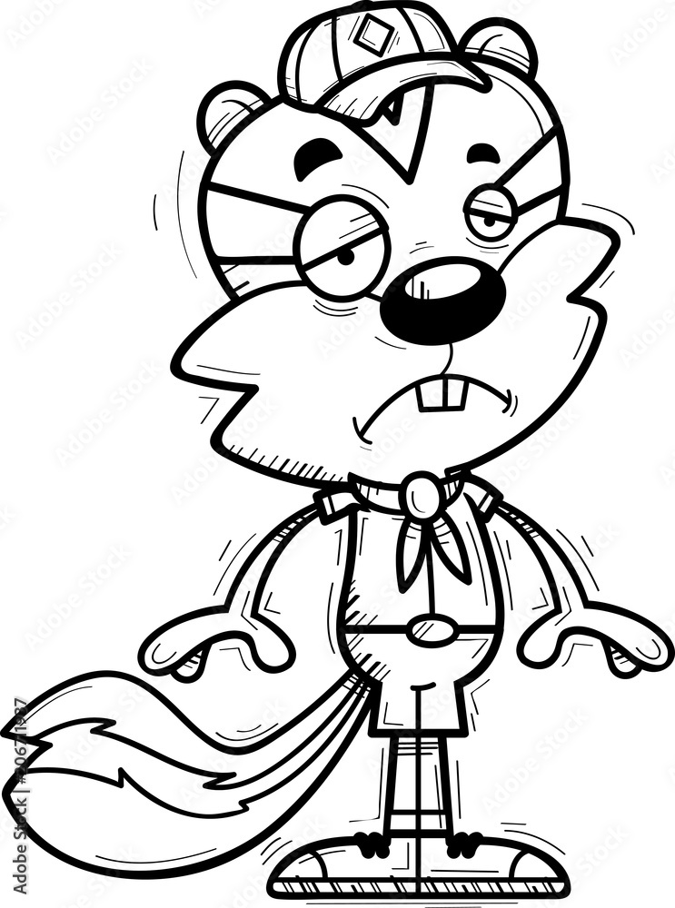 Sad Cartoon Male Chipmunk Scout
