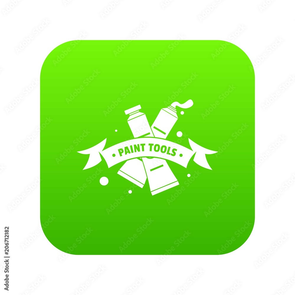 Painting tool tube icon green vector isolated on white background Painting tool tube icon green vector isolated on white background