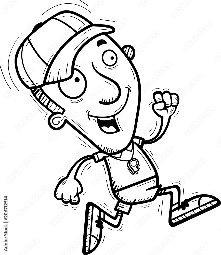 Cartoon Man Coach Running Cartoon Man Coach Running