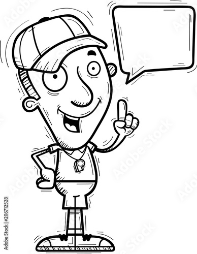 Cartoon Man Coach Talking