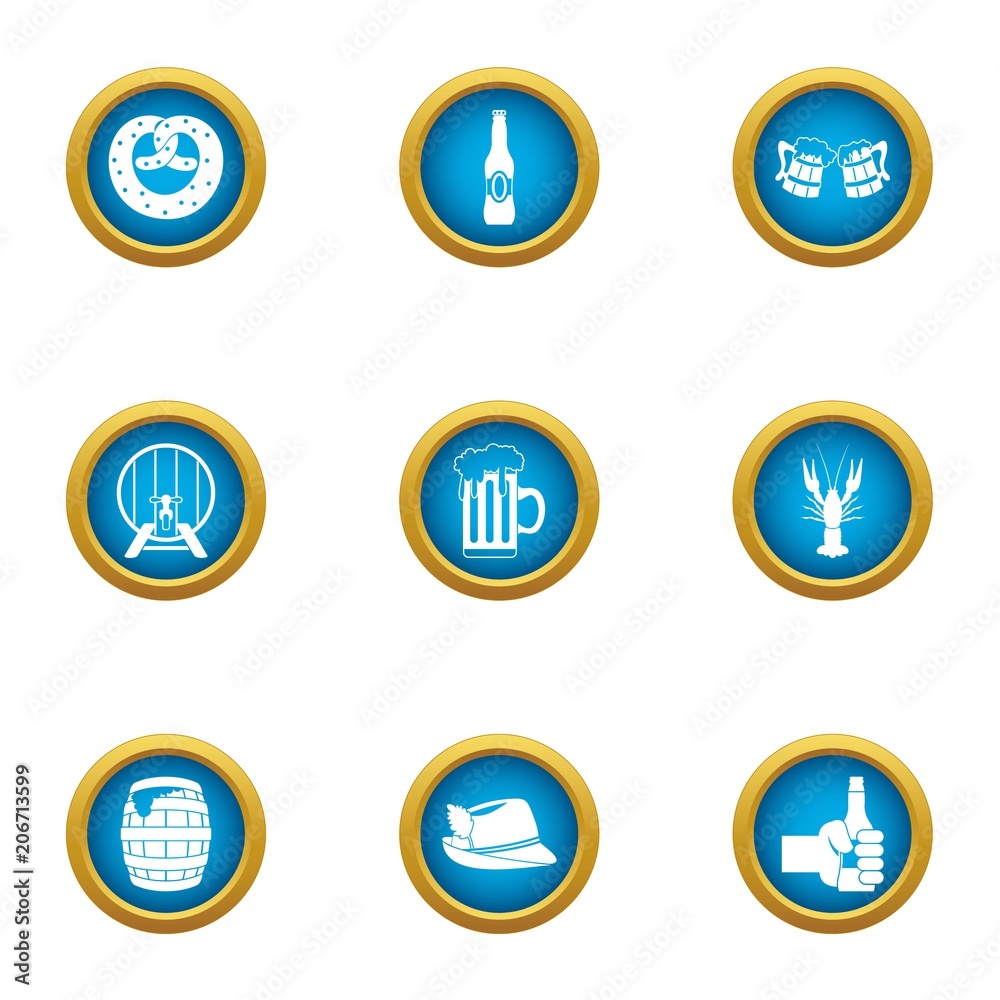 Alcoholic intoxication icons set. Flat set of 9 alcoholic intoxication vector icons for web isolated on white background