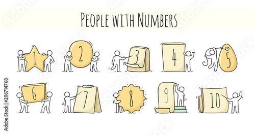 sketch little people with numbers.
