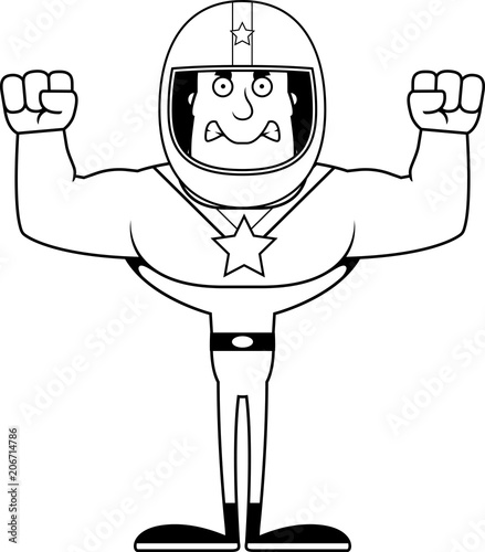 Cartoon Angry Race Car Driver