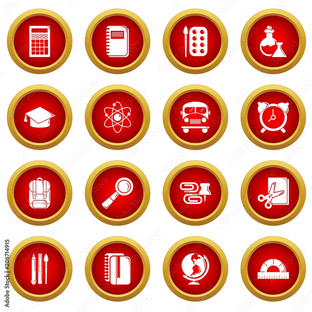 School education icons set. Simple illustration of 16 school education vector icons for web School education icons set. Simple illustration of 16 school education vector icons for web