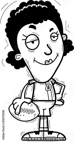 Confident Cartoon Black Football Player