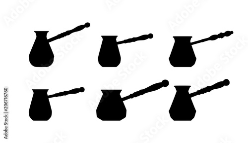 Vector set of silhouettes cezve.