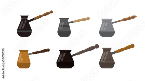 Vector set of cezve flat illustration.