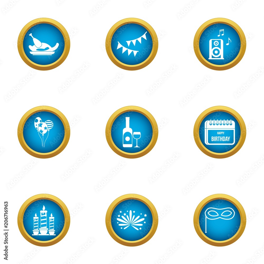 Rejoicing icons set. Flat set of 9 rejoicing vector icons for web isolated on white background