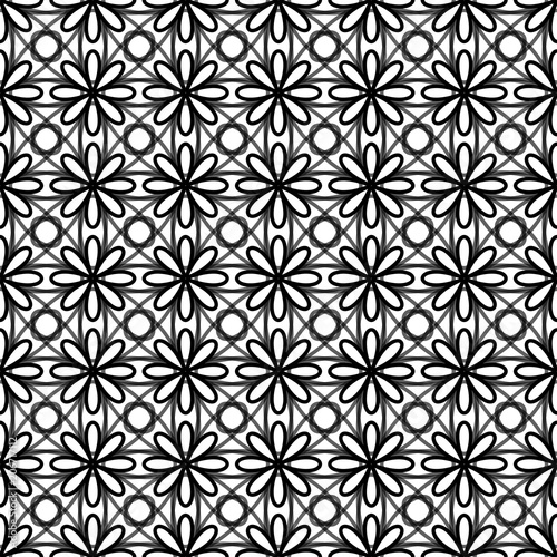 Vector. Abstract flowers. Seamless pattern vector illustration. Black, white and gray flowers.