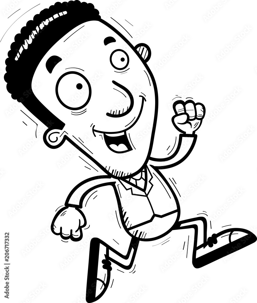 Fototapeta premium Cartoon Black Businessman Running