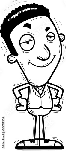 Confident Cartoon Black Businessman