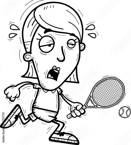 Exhausted Cartoon Tennis Player