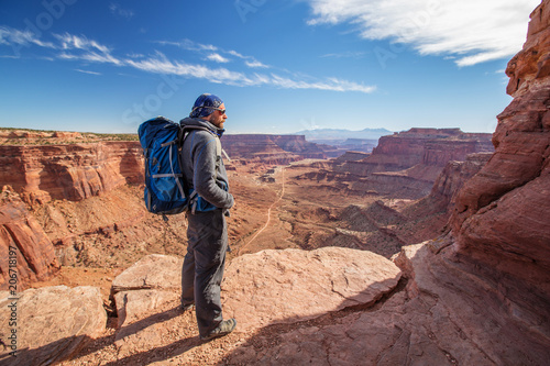 Hiker in Canyonlands National park in Utah, USA