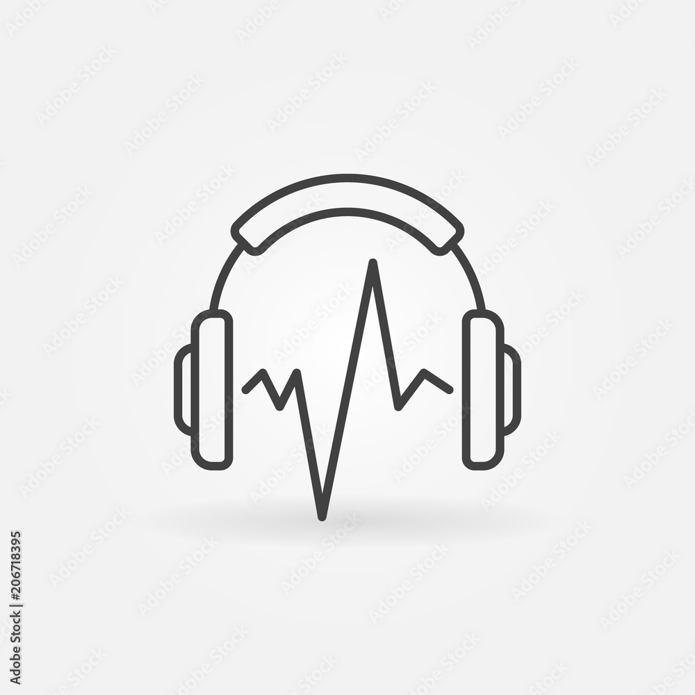 Music headphones with sound wave vector icon or design element Music headphones with sound wave vector icon or design element