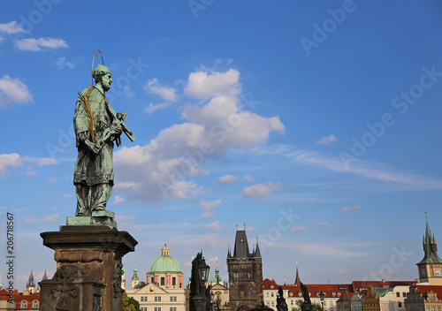 statue of John of Nepomuk at Charles Bridge in Czech Republic