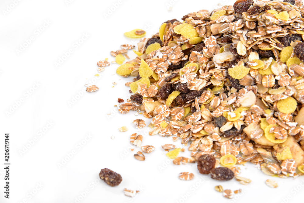 Breakfast Muesli isolated on white. Breakfast Muesli isolated on white.