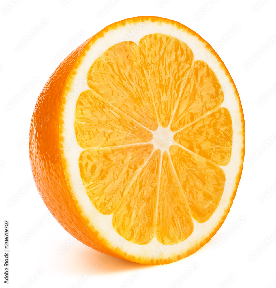 Perfectly retouched sliced half of orange fruit solated on the white  background with clipping path. One of the best isolated oranges halves  slices that you have seen. Stock Photo | Adobe Stock