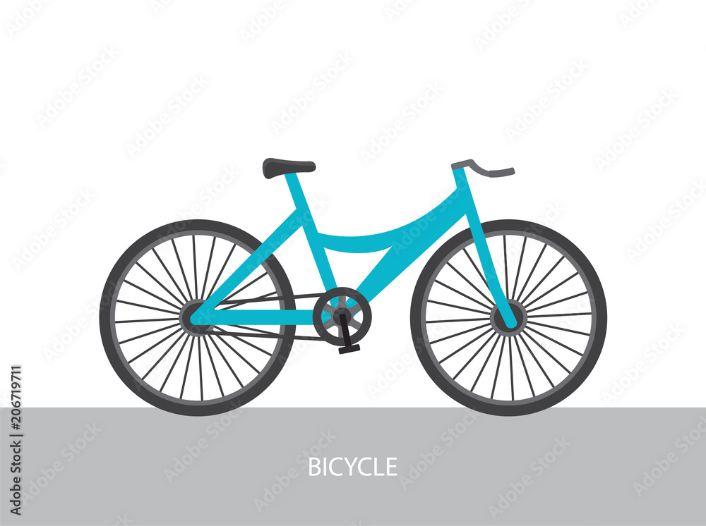 Vector flat illustration of blue bicycleю Vector flat illustration of blue bicycleю