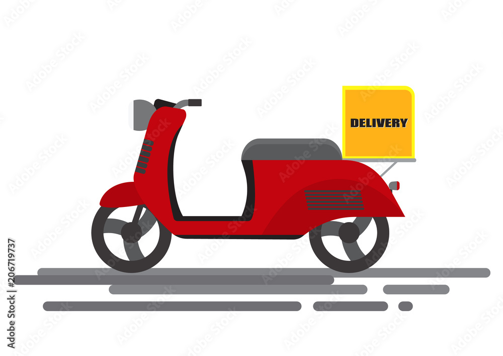 Obraz premium Vector illustration of red scooter for delivery.