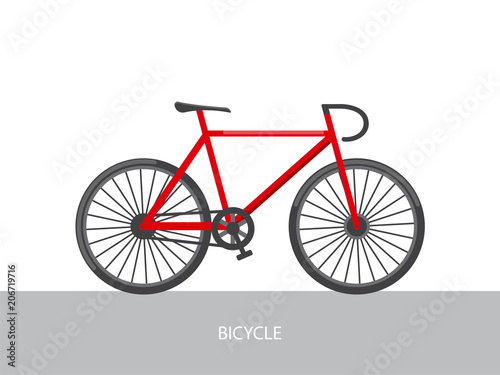 Vector flat illustration of red bicycle.
