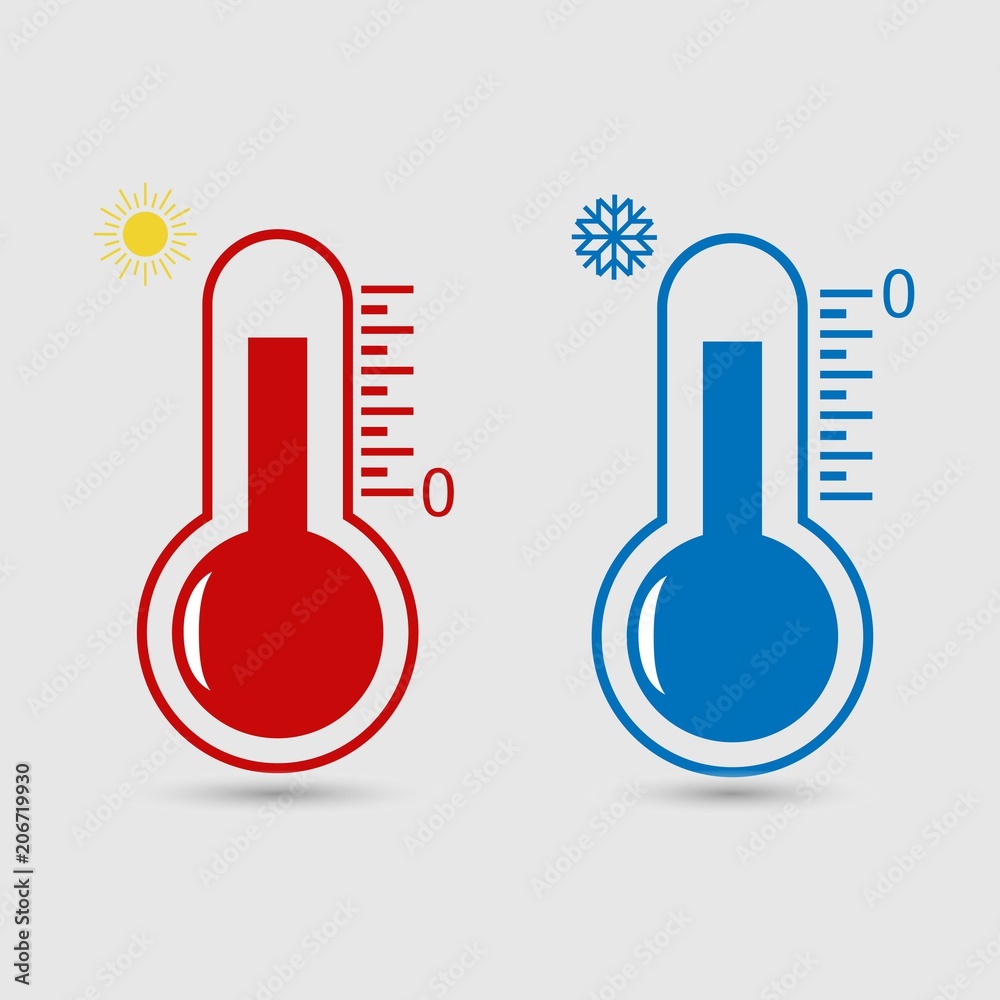 Hot and cold thermometer vector icon - obrazy, fototapety, plakaty 