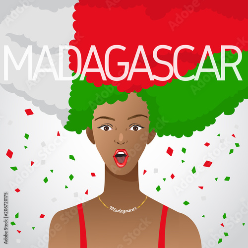 Surprised Woman with National Flag in Afro Hair : Vector Illustration