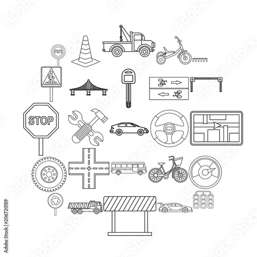 Bitumen icons set. Outline set of 25 bitumen vector icons for web isolated on white background