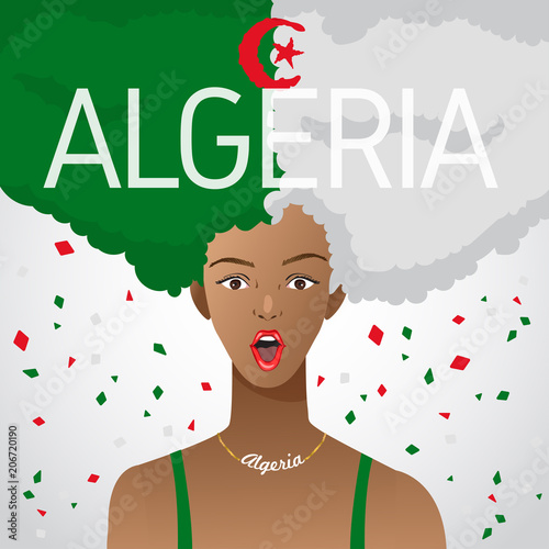 Surprised Woman with National Flag in Afro Hair : Vector Illustration