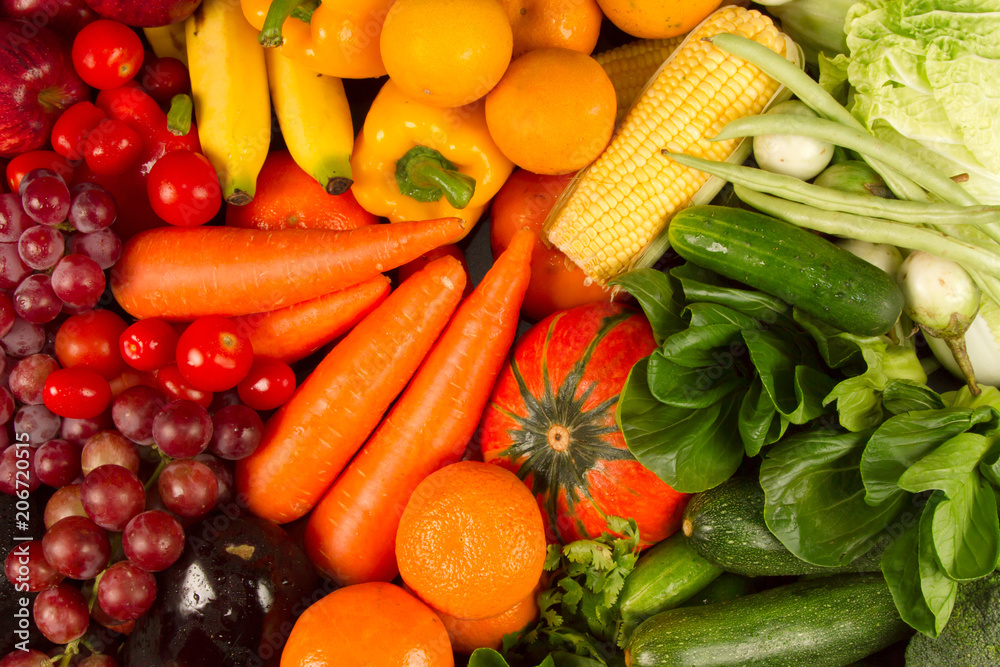 Diet and vegetarian food health care and wellness of multicolored of fresh vegetable and fruits background, grocery and healthy eating concept. Diet and vegetarian food health care and wellness of multicolored of fresh vegetable and fruits background, grocery and healthy eating concept.
