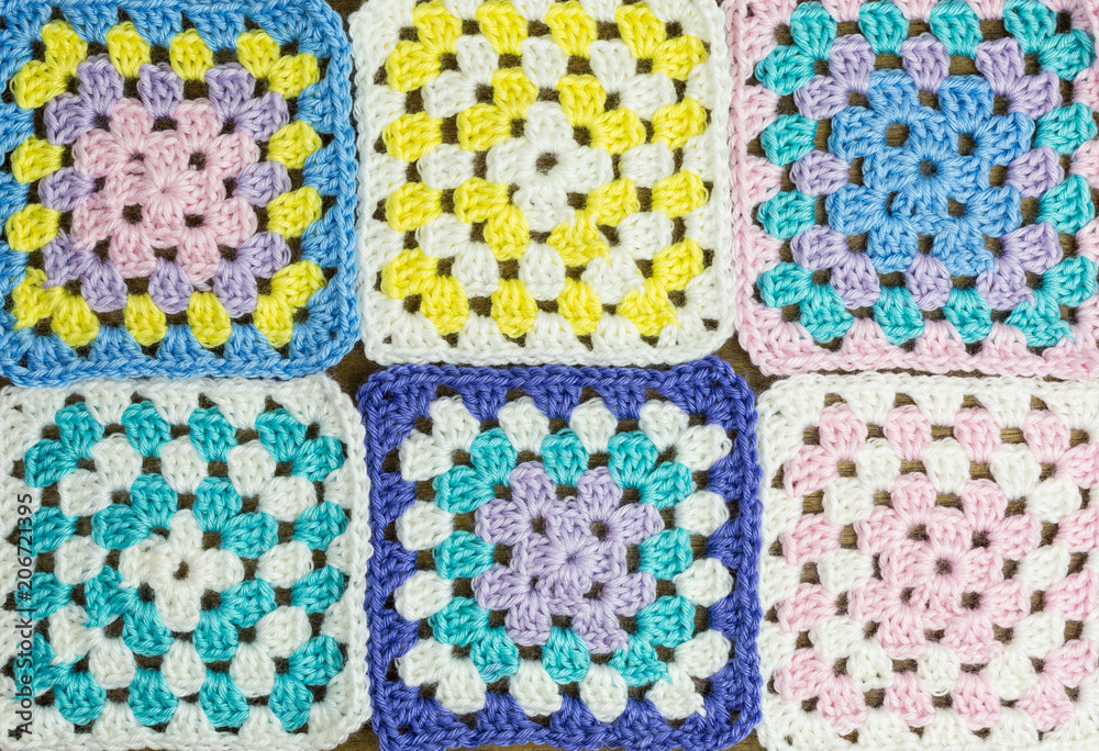 background of pastel colored granny squares