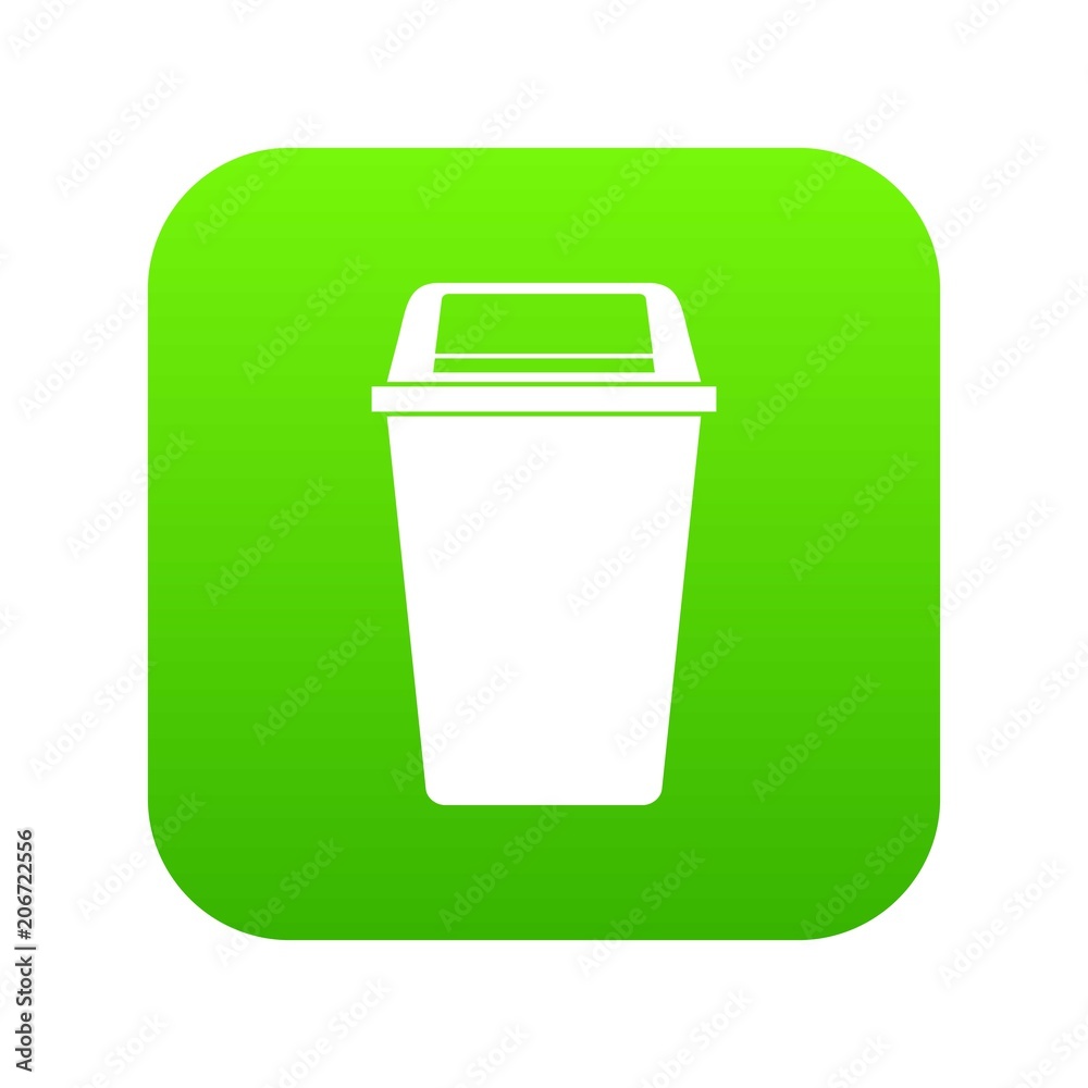 Plastic flip lid bin icon digital green for any design isolated on white vector illustration Plastic flip lid bin icon digital green for any design isolated on white vector illustration