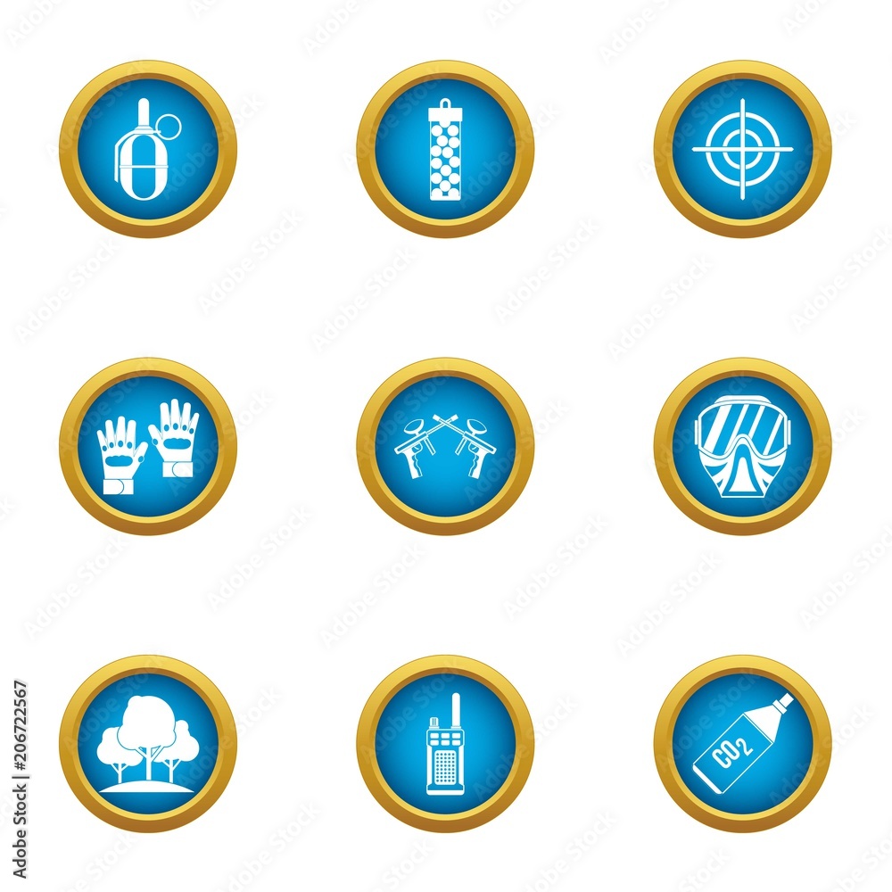 Training of a warrior icons set. Flat set of 9 training of a warrior vector icons for web isolated on white background Training of a warrior icons set. Flat set of 9 training of a warrior vector icons for web isolated on white background