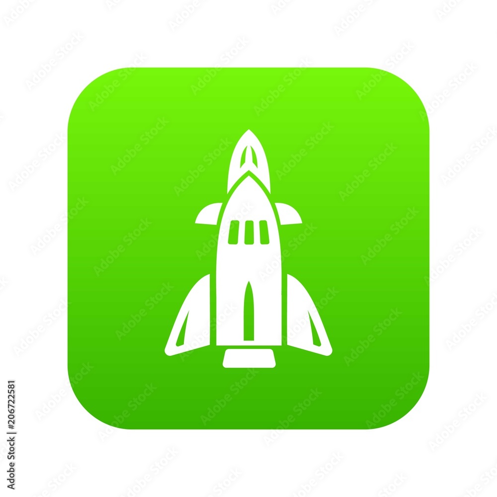 Rocket icon green vector isolated on white background Rocket icon green vector isolated on white background