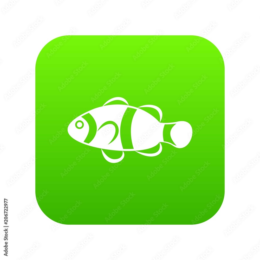 Cute clown fish icon digital green for any design isolated on white vector illustration