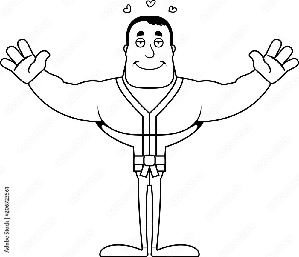 Cartoon Karate Man Hug