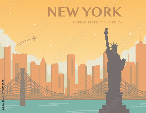 Statue of Liberty. World landmark. American symbol. New York city. Vector