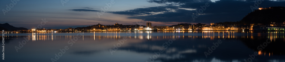Panorama of Aalesund in Norway at dawn.