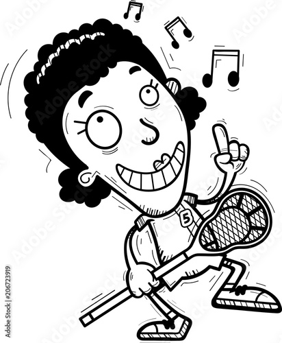 Cartoon Black Lacrosse Player Dancing
