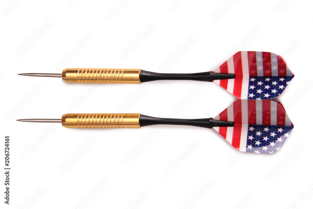 Arrow for darts whit american flag on white background Arrow for darts whit american flag on white background